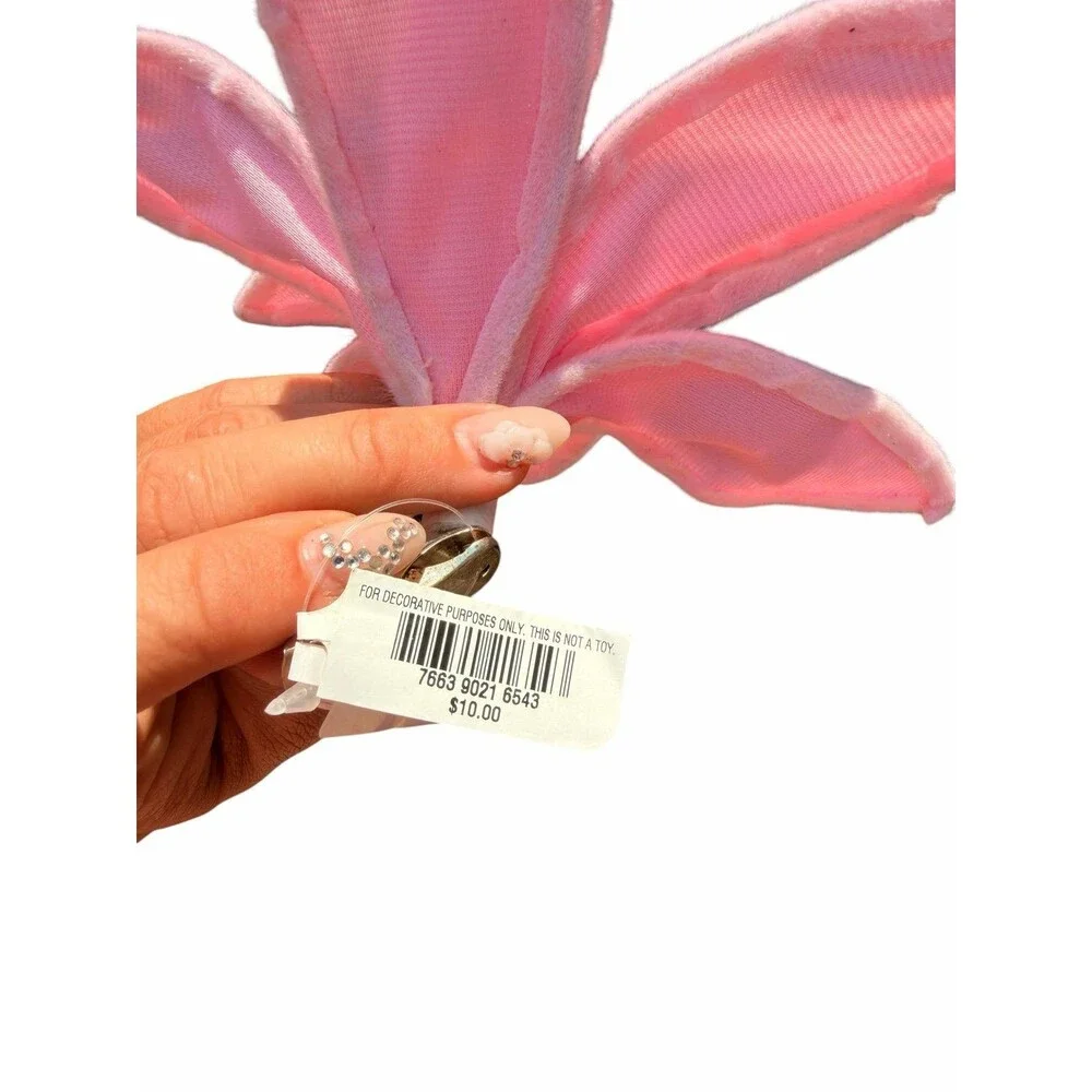 New set of 5 Macy's Holiday Lane Pink Floral Clip Ornaments